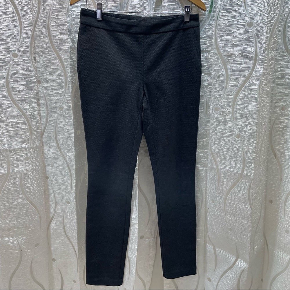 Dalia Slim Leg Dress Pants Women 6 Black Micro Dot Excellent Stretch Pull On